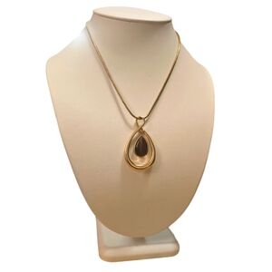 Vintage East 5th Gold Brown Teardrop Tiger Eye Necklace.